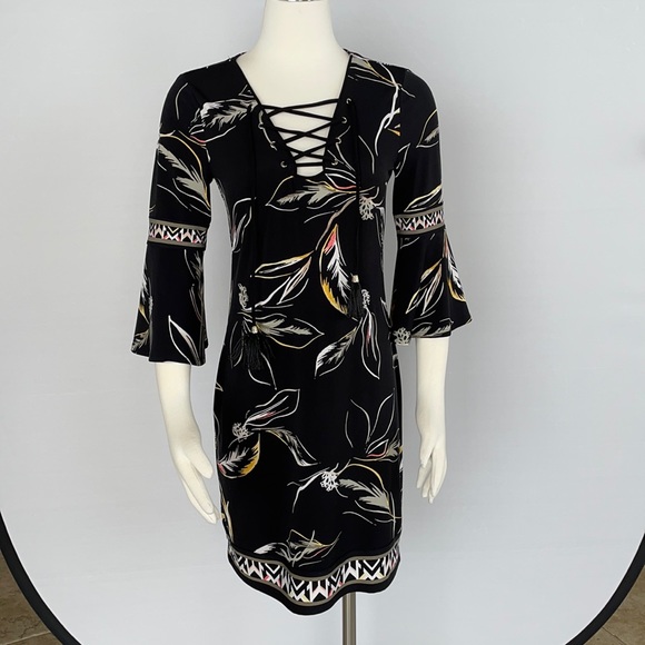 WHBM 3/4 Sleeve Floral Print Shift Dress  X Small - Picture 5 of 16